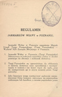 Regulamin Jarmarków Wełny w Poznaniu