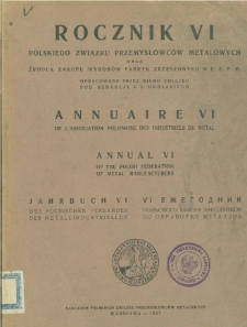 Rocznik VI Polskiego Związku Przemysłowców Metalowych [1926]