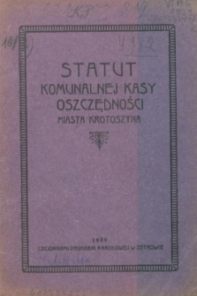 Statut Komunalnej Kasy Oszczędności Miasta Krotoszyna