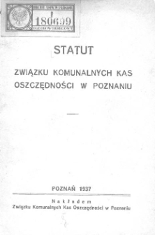 Statut Związku Komunalnych Kas Oszczędności w Poznaniu