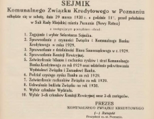 Sejmik Komunalnego Związku Kredytowego w Poznaniu