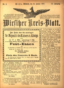Wirsitzer Kreis-Blatt: herausgegeben vom Königlichen Landraths-Amte 1905.01.11 Jg.61 Nr3