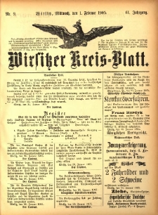 Wirsitzer Kreis-Blatt: herausgegeben vom Königlichen Landraths-Amte 1905.02.01 Jg.61 Nr9