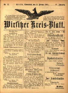 Wirsitzer Kreis-Blatt: herausgegeben vom Königlichen Landraths-Amte 1905.02.11 Jg.61 Nr12