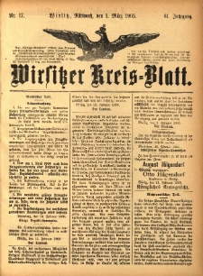 Wirsitzer Kreis-Blatt: herausgegeben vom Königlichen Landraths-Amte 1905.03.01 Jg.61 Nr17