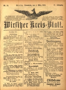 Wirsitzer Kreis-Blatt: herausgegeben vom Königlichen Landraths-Amte 1905.03.04 Jg.61 Nr18
