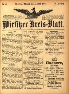 Wirsitzer Kreis-Blatt: herausgegeben vom Königlichen Landraths-Amte 1905.03.15 Jg.61 Nr21