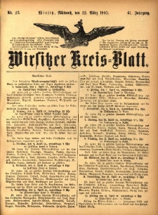 Wirsitzer Kreis-Blatt: herausgegeben vom Königlichen Landraths-Amte 1905.03.22 Jg.61 Nr23