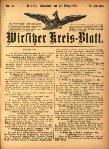 Wirsitzer Kreis-Blatt: herausgegeben vom Königlichen Landraths-Amte 1905.03.25 Jg.61 Nr24