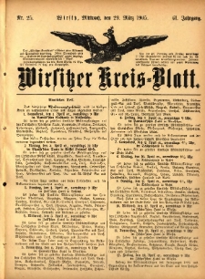 Wirsitzer Kreis-Blatt: herausgegeben vom Königlichen Landraths-Amte 1905.03.29 Jg.61 Nr25