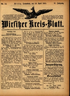 Wirsitzer Kreis-Blatt: herausgegeben vom Königlichen Landraths-Amte 1905.04.29 Jg.61 Nr34