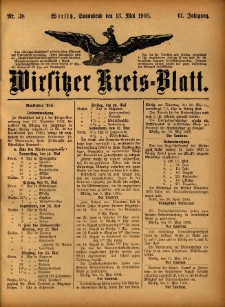 Wirsitzer Kreis-Blatt: herausgegeben vom Königlichen Landraths-Amte 1905.05.13 Jg.61 Nr38