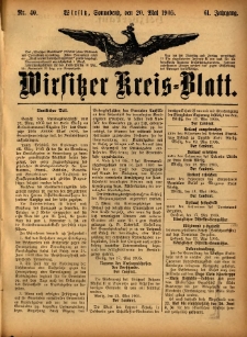 Wirsitzer Kreis-Blatt: herausgegeben vom Königlichen Landraths-Amte 1905.05.20 Jg.61 Nr40