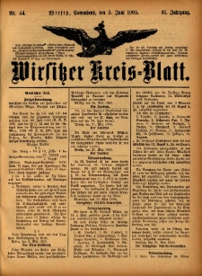 Wirsitzer Kreis-Blatt: herausgegeben vom Königlichen Landraths-Amte 1905.06.03 Jg.61 Nr44