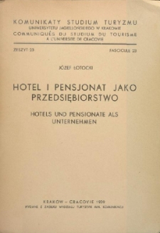 Hotel i pensjonat jako przedsiębiorstwo