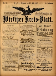 Wirsitzer Kreis-Blatt: herausgegeben vom Königlichen Landraths-Amte 1905.07.12 Jg.61 Nr55