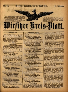 Wirsitzer Kreis-Blatt: herausgegeben vom Königlichen Landraths-Amte 1905.08.12 Jg.61 Nr64