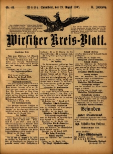 Wirsitzer Kreis-Blatt: herausgegeben vom Königlichen Landraths-Amte 1905.08.19 Jg.61 Nr66