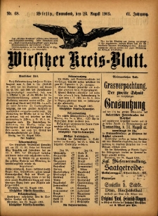 Wirsitzer Kreis-Blatt: herausgegeben vom Königlichen Landraths-Amte 1905.08.26 Jg.61 Nr68
