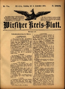 Wirsitzer Kreis-Blatt: herausgegeben vom Königlichen Landraths-Amte 1905.09.03 Jg.61 Nr70a