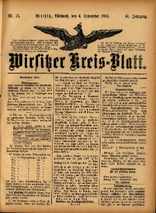 Wirsitzer Kreis-Blatt: herausgegeben vom Königlichen Landraths-Amte 1905.09.06 Jg.61 Nr71