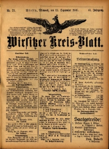 Wirsitzer Kreis-Blatt: herausgegeben vom Königlichen Landraths-Amte 1905.09.13 Jg.61 Nr73