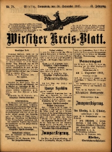 Wirsitzer Kreis-Blatt: herausgegeben vom Königlichen Landraths-Amte 1905.09.30 Jg.61 Nr78