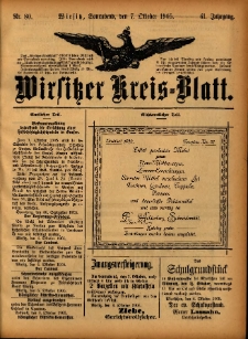 Wirsitzer Kreis-Blatt: herausgegeben vom Königlichen Landraths-Amte 1905.10.07 Jg.61 Nr80