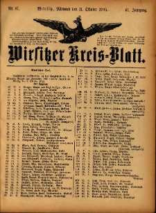 Wirsitzer Kreis-Blatt: herausgegeben vom Königlichen Landraths-Amte 1905.10.11 Jg.61 Nr81