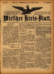 Wirsitzer Kreis-Blatt: herausgegeben vom Königlichen Landraths-Amte 1905.10.14 Jg.61 Nr82