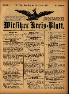 Wirsitzer Kreis-Blatt: herausgegeben vom Königlichen Landraths-Amte 1905.10.28 Jg.61 Nr86