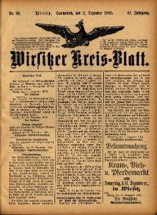 Wirsitzer Kreis-Blatt: herausgegeben vom Königlichen Landraths-Amte 1905.12.02 Jg.61 Nr96