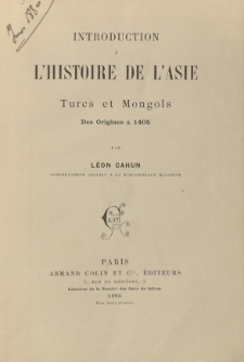 Introduction à l'histoire de l'Asie : Turcs et Mongols des origines à 1405