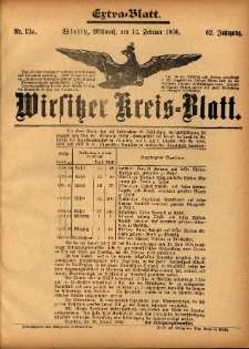 Wirsitzer Kreis-Blatt: herausgegeben vom K&ouml;niglichen Landraths-Amte 1906.02.14 Jg.62 Nr13 a Extra-Blatt