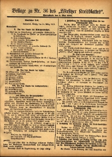Beilage zu Nr.36 des &bdquo;Wirsitzer Kreisblattes&rdquo; 1906.05.05