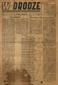 W Drodze : dwutygodnik polityczny i literacki. 1943.04.01 R.1 Nr1
