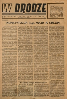 W Drodze : dwutygodnik polityczny i literacki. 1943.05.01 R.1 Nr3