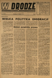 W Drodze : dwutygodnik polityczny i literacki. 1944.11.16 R.2 Nr22