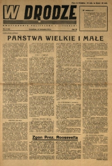 W Drodze : dwutygodnik polityczny i literacki. 1945.04.16 R.3 Nr6