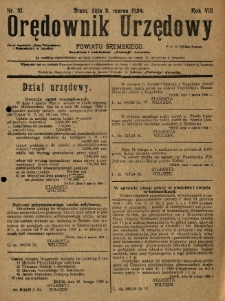 Orędownik Urzędowy Powiatu Śremskiego. 1924.03.08 R.8 Nr10
