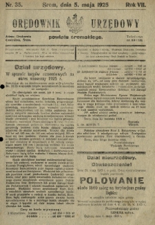 Orędownik Urzędowy Powiatu Śremskiego. 1925.05.05 R.7 Nr35