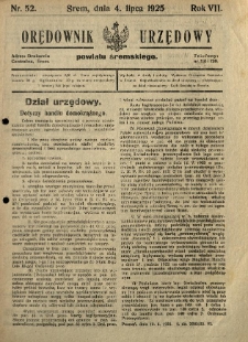Orędownik Urzędowy Powiatu Śremskiego. 1925.07.04 R.7 Nr52