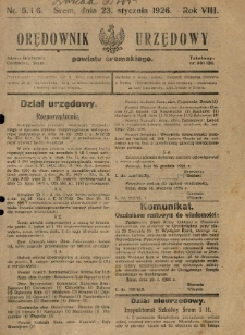 Orędownik Urzędowy Powiatu Śremskiego. 1926.01.23 R.8 Nr5-6