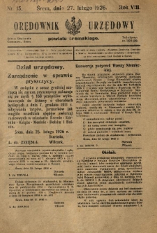 Orędownik Urzędowy Powiatu Śremskiego. 1926.02.27 R.8 Nr15