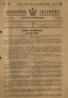Orędownik Urzędowy Powiatu Śremskiego. 1926.09.25 R.8 Nr75