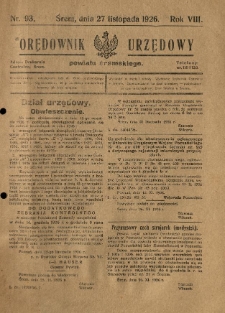 Orędownik Urzędowy Powiatu Śremskiego. 1926.11.27 R.8 Nr93