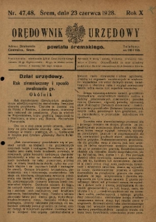 Orędownik Urzędowy Powiatu Śremskiego. 1928.06.23 R.10 Nr47-48