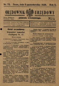 Orędownik Urzędowy Powiatu Śremskiego. 1928.10.03 R.10 Nr75