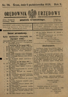 Orędownik Urzędowy Powiatu Śremskiego. 1928.10.06 R.10 Nr76