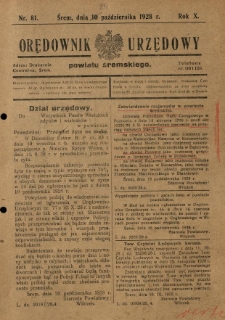 Orędownik Urzędowy Powiatu Śremskiego. 1928.10.24 R.10 Nr81